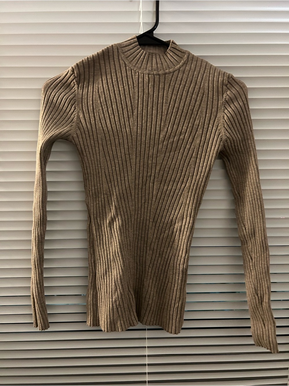 H&M Ribbed Mock Neck Sweater - Beige